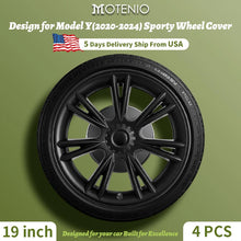 Load image into Gallery viewer, 4pcs Set Black 19&quot; Inch Hub Caps For 2020-2024 Tesla Model Y Full Coverage Sport Wheel Cover Caps
