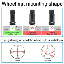 Load image into Gallery viewer, Gold/Titanium 20pcs 48mm Steel Wheel Lug Open End Extended Nuts Set M12x1.5mm with 1pcs Key For Honda Hyundai Chevrolet LN-1011 Not For Wheels With Mag/Ball Seats

