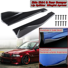 Load image into Gallery viewer, 2Pcs Universal Car Rear Bumper Lip Splitter Diffuser / Side Winglet Aprons Gloss Black / Carbon Fiber Style Wings
