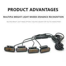 Load image into Gallery viewer, Universal Car 4pcs Waterproof LED Front Grille Amber Lights With Wiring Harness, Fuse, And Upgraded Buckle
