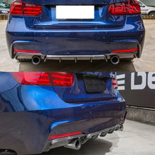 Load image into Gallery viewer, Carbon Fiber Style Rear Bumper Cover Lower Diffuser w/Dual Exhaust For 2012-2018 BMW 3 Series F30 F31 M Sport 325i 328i 335i
