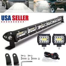 Load image into Gallery viewer, 20&quot; inch Ultra Strip LED Light Bar + 2 Pods Driving Fog Lamp Work Light For 4x4 Truck Offroad SUV ATV with 2x60W Work Light Wire Kit

