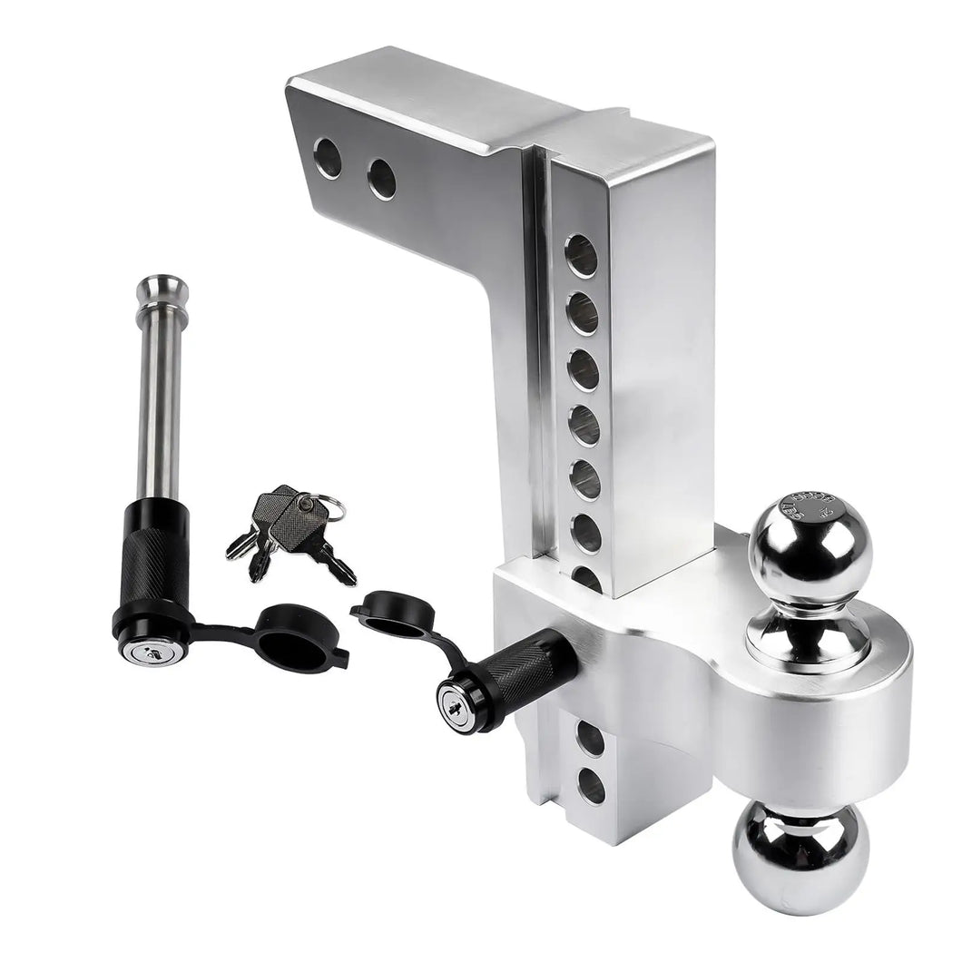 AP03 Silver Adjustable Trailer Hitch For 2.5-Inch Receiver, 10-Inch Drop/Rise Hitch 2