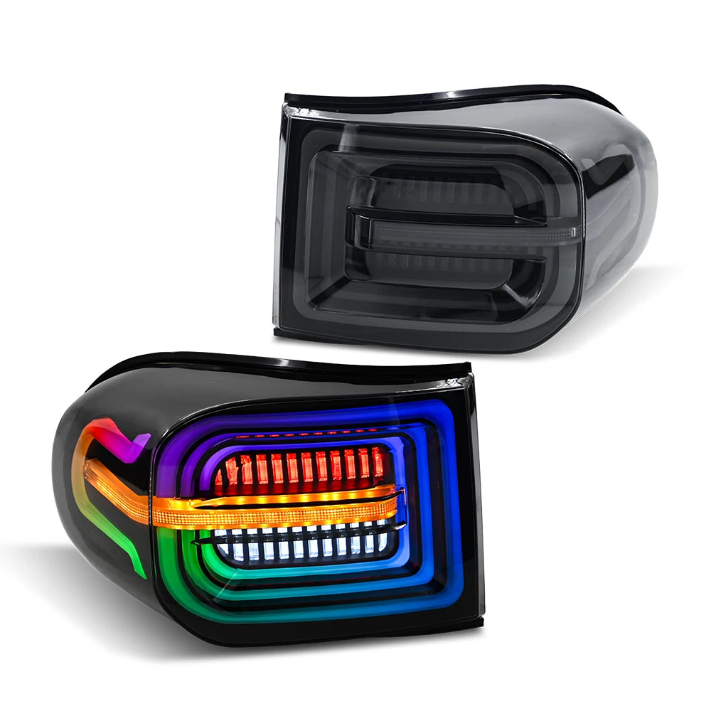 2pcs Set RGB Smoked Animated LED Tail lights For 2007-2015 Toyota FJ Cruiser Tail Lamps Auto Assembly Car Accessories Start Up Animation