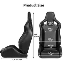 Load image into Gallery viewer, 2pcs Left + Right Universal Racing Seats with Dual Lock Sliders, Black PVC Leather Gray Mesh Shiny Fabric
