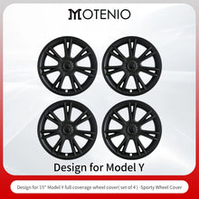 Load image into Gallery viewer, 4pcs Set Black 19&quot; Inch Hub Caps For 2020-2024 Tesla Model Y Full Coverage Sport Wheel Cover Caps

