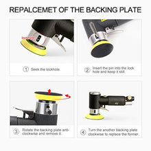 Load image into Gallery viewer, 1/2/3 Inch Random Orbital Air Sander, Mini Pneumatic Sander for Auto Body Work, High Speed Air Powered Polisher with 15 Polishing Pads

