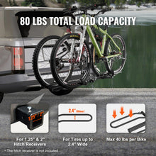 Load image into Gallery viewer, Hitch Mount Bike Rack, 2-Bike Platform Style 80/160 LBS Bike Rack Hitch Tilting and Folding Bike Carrier for Car

