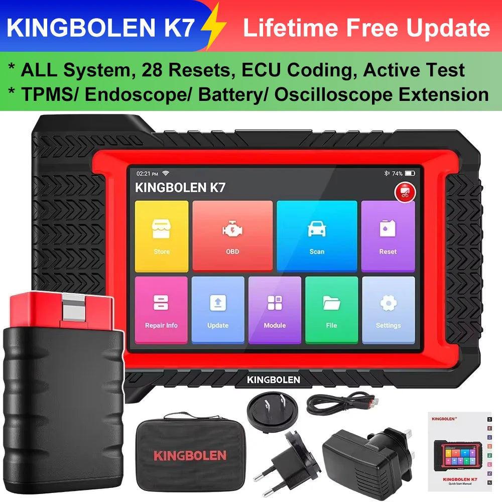 2025 New KINGBOLEN K7 ALL System Car Diagnostic Tools ECU Coding Bi-directional 28 Reset Lifetime Free Update PK X431 CRP919E BT OBD2 Android 10 7