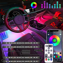 Load image into Gallery viewer, 4pcs 48 LED Car Interior Light Strips Under Dash Lighting Waterproof Kit, Atmosphere Neon Lights Strip for Car,

