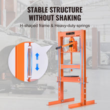 Load image into Gallery viewer, VEVOR Hydraulic Shop Press, 6/12 Ton H-Frame Hydraulic Garage/Shop Floor Press, Adjustable Shop Press with Press Plates
