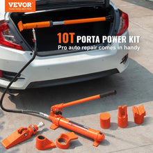 Load image into Gallery viewer, VEVOR 10 Ton Porta Power Kit Portable Hydraulic Jack with 4.6 ft/1.4 m Oil Hose Auto Body Frame Repair Kit With Storage Case
