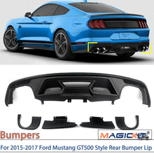 Load image into Gallery viewer, Matte Black GT500 Style Rear Bumper Lower Diffuser For 2015-2017 Ford Mustang Quad/Dual Exhaust
