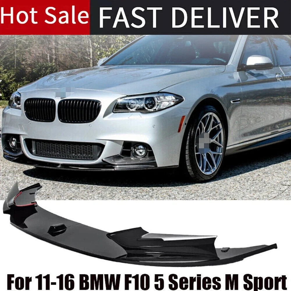Gloss Black Front Bumper Lower Spoiler Diffuser Splitter For 2011-2016 BMW F10 5 Series M Sport