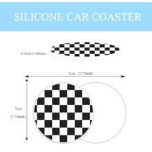 Load image into Gallery viewer, 2 Pack Black and White Racing Checkered Pattern License Plate Frames 2 Holes Aluminum License Plate Cover with 2 Pcs Car Coasters and
