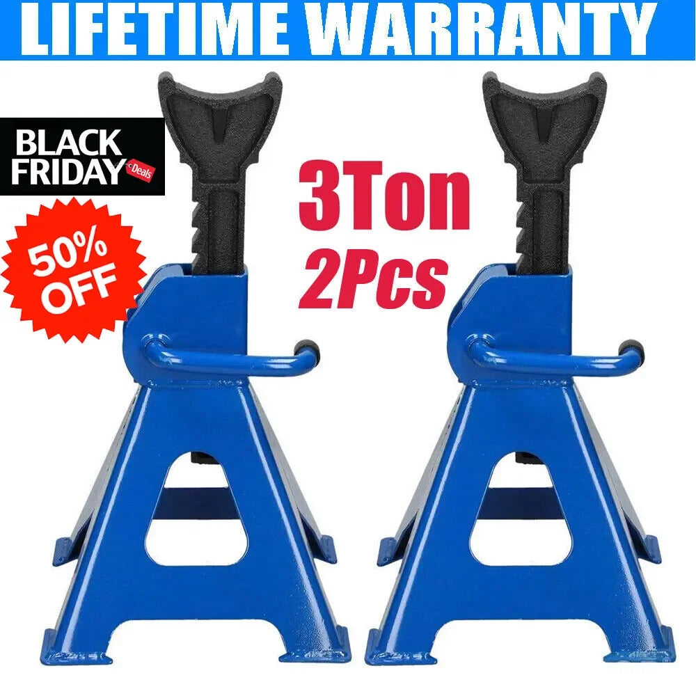 2pcs 1 Pair Heavy Duty 3 Ton Jack Stands for Car Van 4x4 Caravan Garage Workshop Support Lift 29-43cm