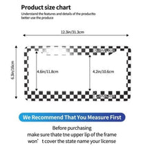 Load image into Gallery viewer, 2 Pack Black and White Racing Checkered Pattern License Plate Frames 2 Holes Aluminum License Plate Cover with 2 Pcs Car Coasters and
