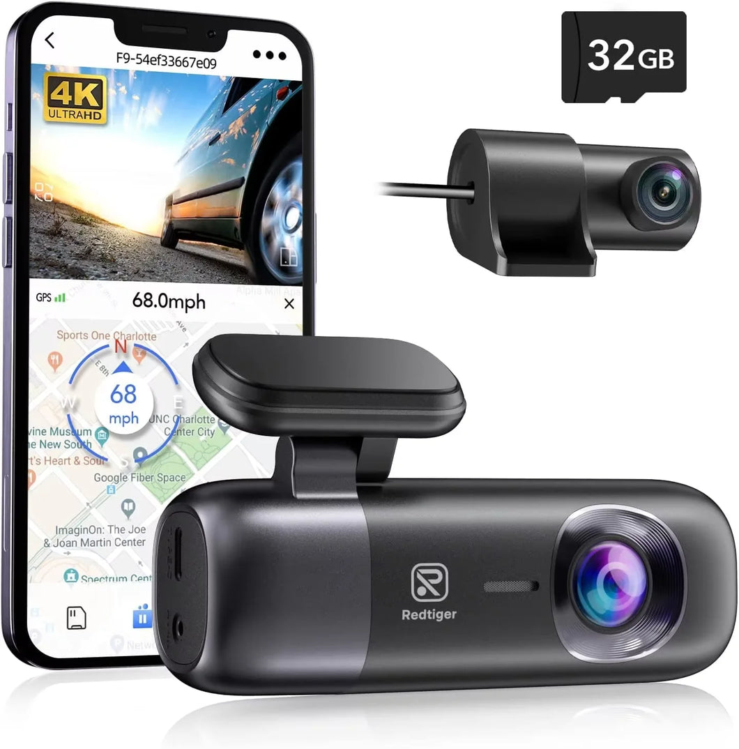 REDTIGER F9 Dash Cam 4K Front and Rear WiFi GPS Car Camera for Parking Mode Car DVR for Night Vision Car Recorder By App Control