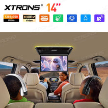 Load image into Gallery viewer, 12V XTRONS Universal Car 14" Car Roof Monitor with USB, SD, AV IN, HDMI-Compatible Digital TFT HD Screen Car TV 1366*768 Pixels Adjustable Angle Built-in FM/IR and Speakers
