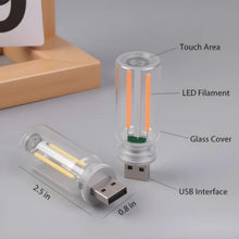 Load image into Gallery viewer, 2pcs Car USB Lights, Plug-in Retro Car Atmosphere Lamp with Touch Dimmable, Portable Mini Glass Bottle LED Bulb Night Lights

