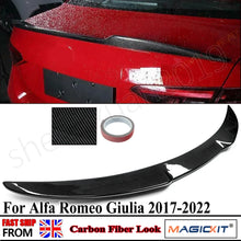 Load image into Gallery viewer, 1pc Carbon Fiber Style Rear Trunk Lid Spoiler For 2017-2022 Alfa Romeo Giulia
