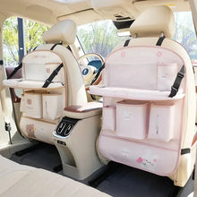 Load image into Gallery viewer, Leather Deluxe Car Seat Back Organizer-Multi-Function Storage, Foldable Dining Table Tray,Anti-Kick Pad, Sweet Bunny, Lucky Bear

