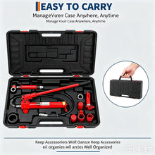 Load image into Gallery viewer, Heavy Duty 10 Ton Porta Power Hydraulic Jack Ram Kit - Hand Pump 3.9/4.7 ft | Oil Hose Options, Auto Body Frame Repair Set
