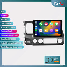Load image into Gallery viewer, Wireless CarPlay 2 Din Android 14 Car Stereo For 2006-2011 Honda Civic Left Driving Autoradio RDS FM DSP Audio GPS Navigation WiFi Player Bluetooth Handsfree 8 Core Car Intelligent System

