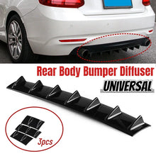 Load image into Gallery viewer, 3pcs 7 Fin Universal Car Rear Bumper Lower Spoiler Diffuser For BMW E60 E46 E90 F10 for Audi A4 B8 A6 Gloss Black/Carbon Fiber Style
