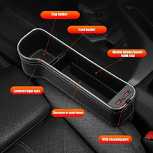 Load image into Gallery viewer, 2pcs Car Seat Gap Padding Storage Box With Cup Holder USB Charging  Stylish LED Light
