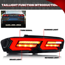 Load image into Gallery viewer, 1 Pair LED Tail Lights Assembly For 2019-2024 Chevy Camaro SS ZL1 Start-up Animation Sequential Turn Signal Black Rear Lamps
