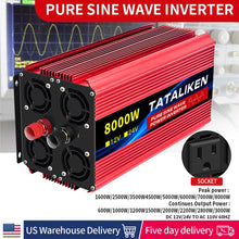 Load image into Gallery viewer, 12V To 110V AC Pure Sine Power Inverter 8000W 10000W  Power 60HZ  Converter Car Accessories Solar With LED And US Socket
