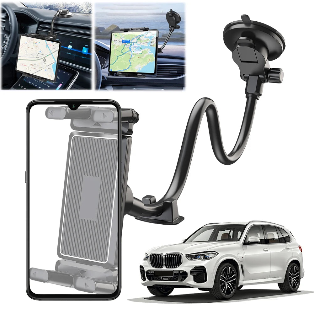 Suction Cup Car Windshield Tablet Mount Adjustable Dashboard Phone Tablet Holder Truck Window Phone Stand for Truck SUV Vehicle