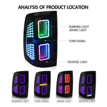 Load image into Gallery viewer, 2pcs Pair RGB LED Smoked Animated Tail Lights  For 2009-2018 Dodge RAM 1500 2013-2018 2500 Car Start Up Animation  Sequential Turn Signal Rear Lamps

