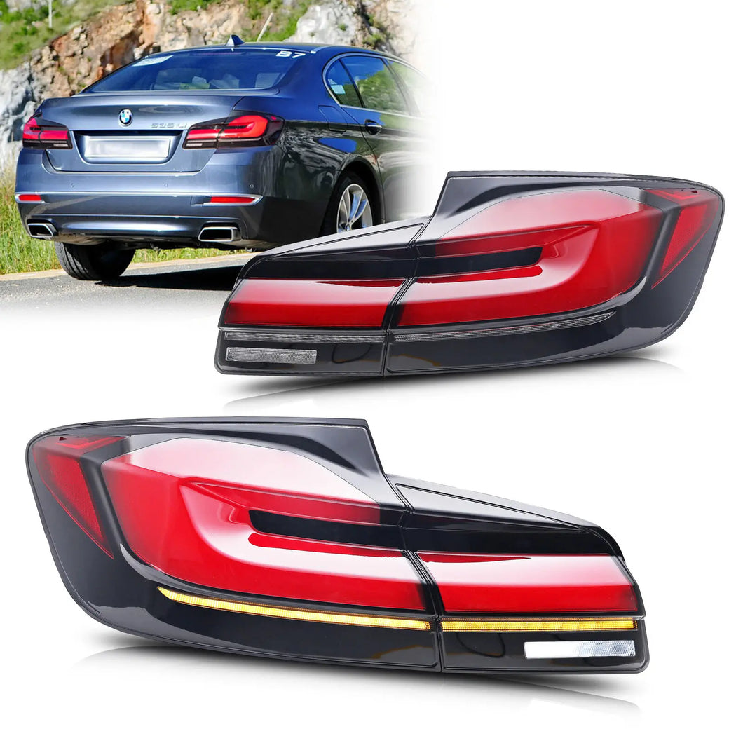 1 Pair 12V Smoked Lens LED Sequential Turn Signal Tail Lights For 2011-2016 BMW 5 Series F10 M5 Upgrade
