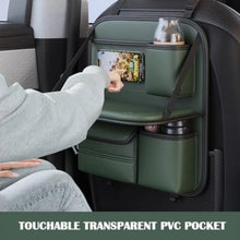 Load image into Gallery viewer, Car Backseat Organizer With Foldable Table Tray, Hanging Storage Bag With Phone Holder, Premium PU Leather Material

