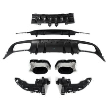Load image into Gallery viewer, Gloss Black Rear Bumper Lower Spoiler Diffuser with Exhaust Tips For 2015-2021 Mercedes Benz C Class C205 Coupe / C205 Convertible AMG Line Exterior Package Only
