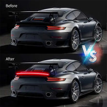 Load image into Gallery viewer, Universal Car Carbon Fiber Style Trunk Spoiler Wing Kit with LED Brake Light, for Cars Driving Brake Turn Signal Running Trim Lamp 51" Inch Trim To Fit
