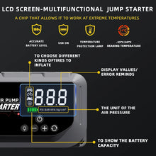 Load image into Gallery viewer, Universal Portable 12V 8000A Smart Emergency Car Jump Starter, With Emergency Air pump, Flashlight, And Power Bank
