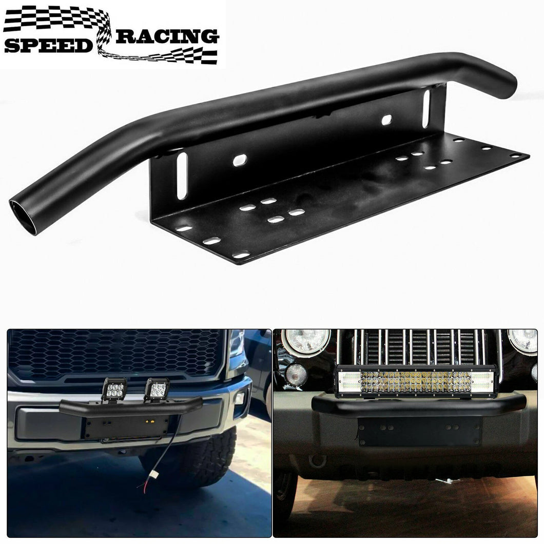 23'' Inch Aluminum Bull Bar Front Bumper License Plate Mount Bracket LED Lightbar/Foglight Holder Offroad