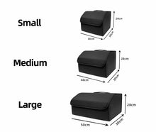 Load image into Gallery viewer, Black Leather Collapsible Car Trunk Storage Organizer 3 Sizes
