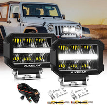 Load image into Gallery viewer, 1 Pair 4.5 Inch 120W LED White DRL Amber Turn Signal Work Auxiliary Lights For Truck SUV Offroad
