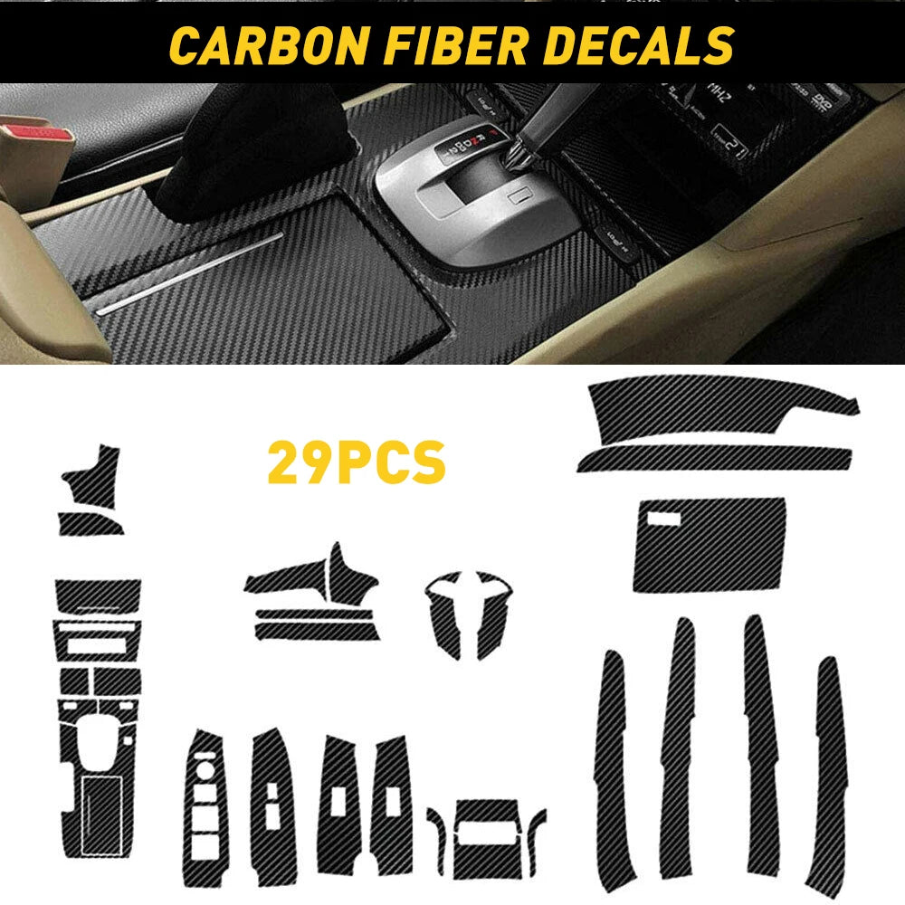 29pcs 1Set Black 3D Carbon Fiber Decals Interior Decor Kits Trim Sticker For 2008-2012 Honda Accord Left Handed Driving