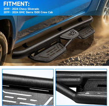 Load image into Gallery viewer, 1 Pair Double-step Black Running Boards For 2019-2024 Chevy Silverado Crew Cab / GMC Sierra Crew Cab 1500, 2500
