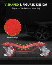Load image into Gallery viewer, Car Tire Wheel Trolley Dollies 2/4PCS 1500lb Each Weight Capacity Vehicle Skate Moving Tire with 4 Casters Auto Repair Mover
