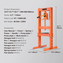 Load image into Gallery viewer, 6 Ton Hydraulic Shop Press H-Frame Hydraulic Garage/Shop Floor Press Shop Press with Press Plates for Garage Shop Workshop
