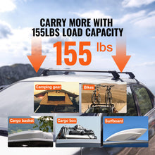 Load image into Gallery viewer, 1 Pair Locking Aluminum Adjustable 155 LBS Roof Rack Crossbars For Bare Rail Roofs Width 42.5"x3.9'' Spacing Range 23.6"-31.5"
