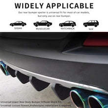 Load image into Gallery viewer, 4PCS Universal Car Rear Bumper Lower Spoiler Diffuser Lip Shark Fins Spliter Kit Black/Carbon Fiber Style
