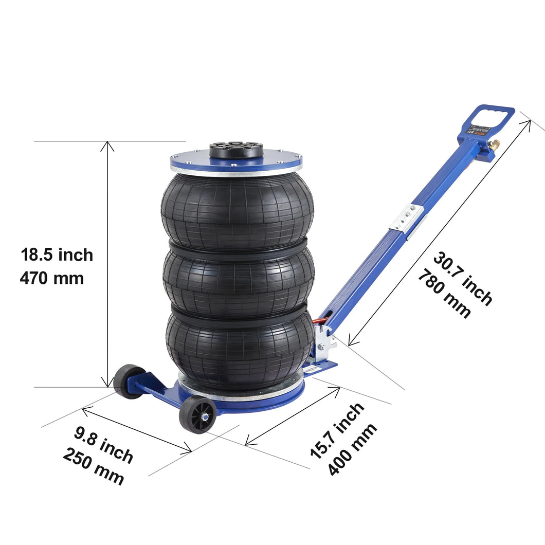 3 Ton / 5 Ton Triple Bag Pneumatic Jack Air Jack Quick Lift Heavy Duty Car Repair Jacks Folding Rod Jacks with Two Wheels