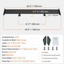 Load image into Gallery viewer, Universal Aluminum GT Wing Car Spoiler 43.3 inch Universal Spoiler with Single Deck Adjustable Lightweight Aluminum Car Rear Spoiler Wing
